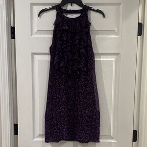 ICE Sleeveless Purple and Black Floral Flowy Dress Size 6